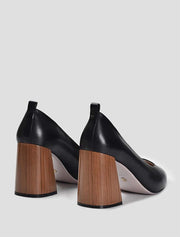 Women's Wooden Geometric Heel Pumps