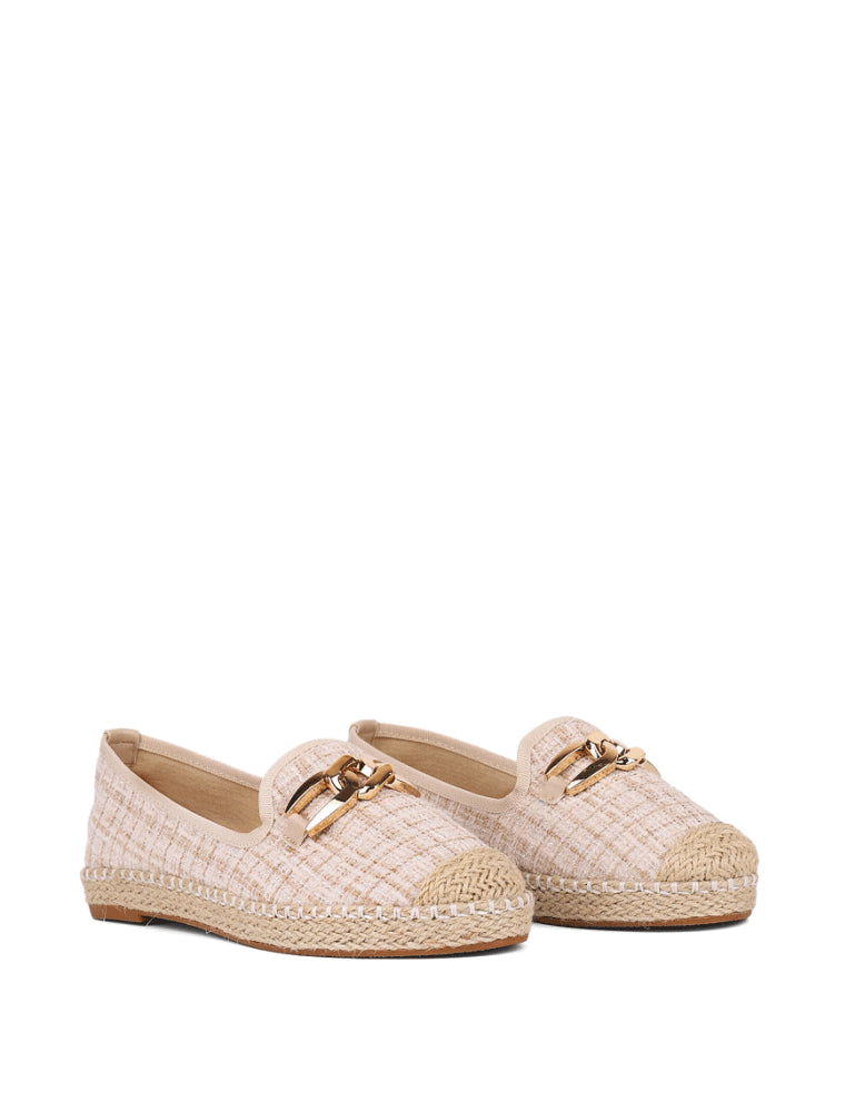 Woven Loafers with Gold Detail