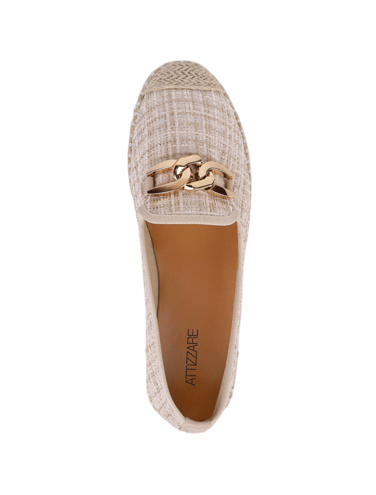 Woven Loafers with Gold Detail