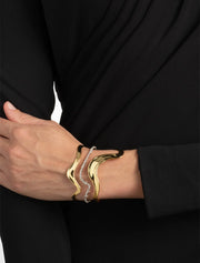 Orbit Wavy Cuff Bracelet, 14K Gold over Brass