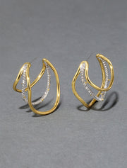 Orbit Wavy Hoop Earrings, 14K Gold over Brass