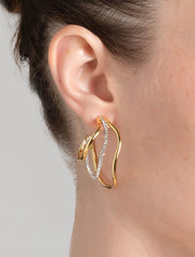 Orbit Wavy Hoop Earrings, 14K Gold over Brass