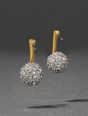 Greek Key Crystal Pave Post Earring, 14K Gold over Brass