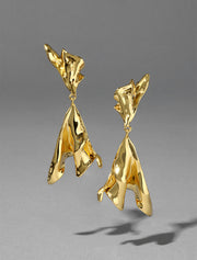 Molten Flared Drop Earring, 14K Gold over Brass