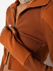 Zip-Up Crop Sports Jacket, Rust