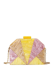 Geometrical Acrylic Clutch Bag, Multicolor Pink/Yellow