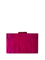 Rectangular Geometrical Design Acrylic Clutch, Multicolor / Fuchsia