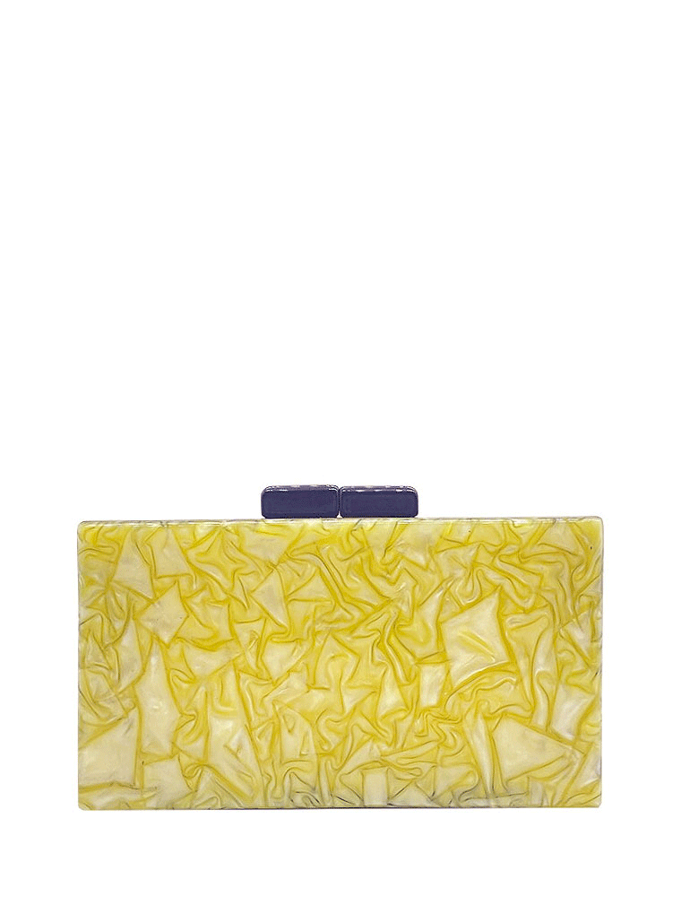 Rectangular Acrylic Clutch Bag, Navy / Mustard