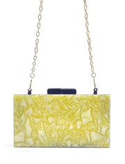 Rectangular Acrylic Clutch Bag, Navy / Mustard