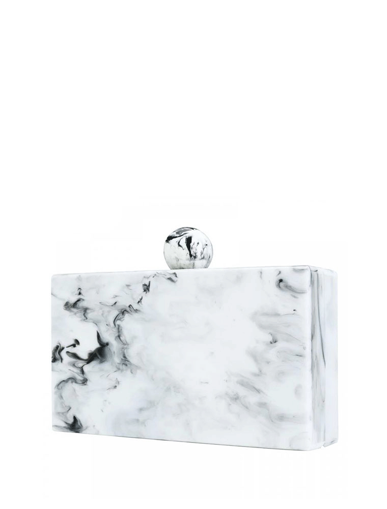 Rectangular Acrylic Clutch Bag with Round Nub, Black/White