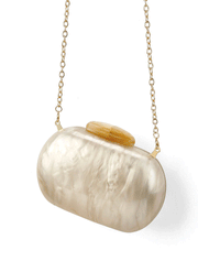 Oval Acrylic Clutch Bag, Pearl Cream