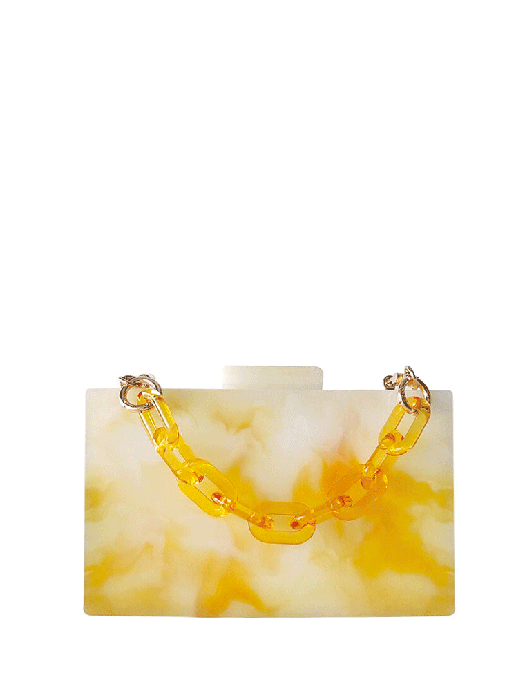 Rectangular Acrylic Clutch Bag, Yellow