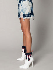 Distressed Denim Mini Skirt, Blue