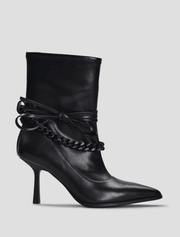 Black Chain Detail Stiletto Heel Ankle Booties