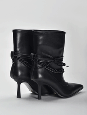 Black Chain Detail Stiletto Heel Ankle Booties