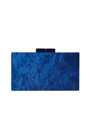 Rectangular Acrylic Clutch Bag, Blue Flames