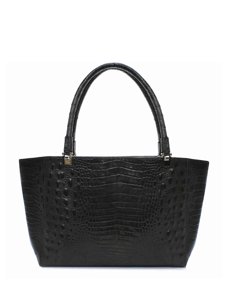 Brown Croc Baguette Shopper Tote