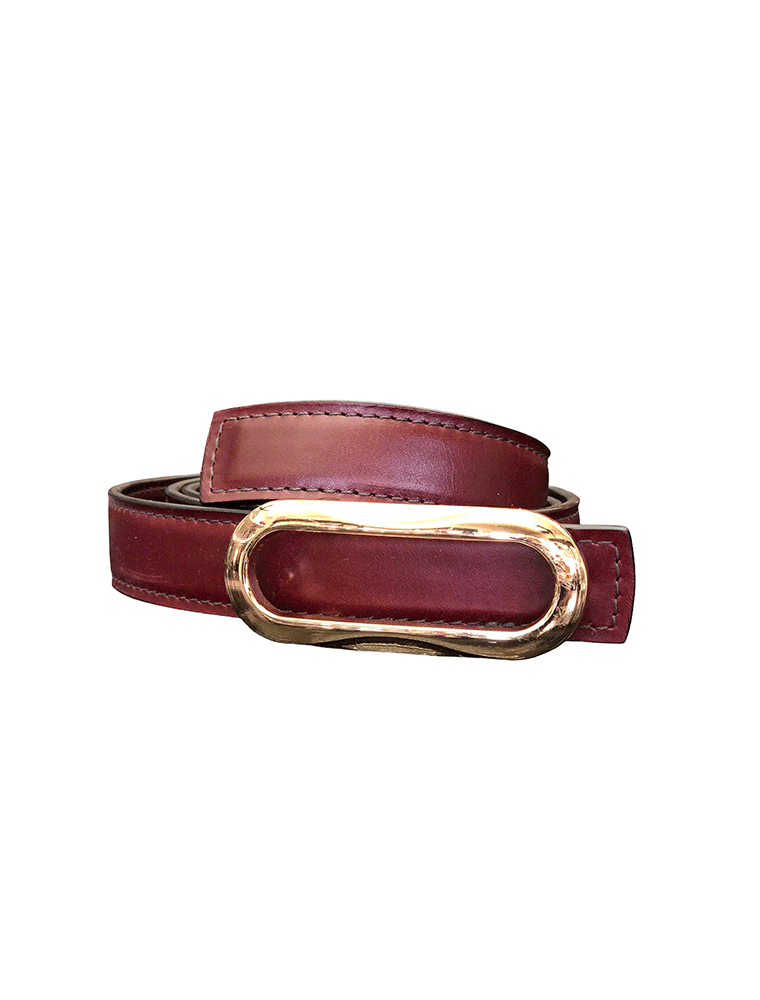 Cowhide Leather Belt, Burgundy