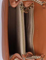 Ivy Quilted Crossbody Shoulder Leather Bag, Cognac