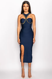 Classy Cleopatra Bandage Dress, Royal Blue