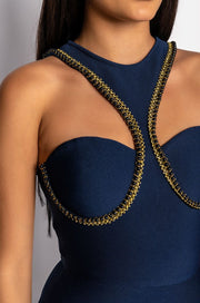 Classy Cleopatra Bandage Dress, Royal Blue