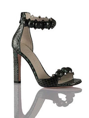 Genuine Python Stiletto Ankle Wrap Sandals