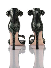 Genuine Python Stiletto Ankle Wrap Sandals