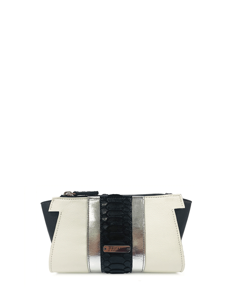 DVK Clutch In Cream & Black Leather