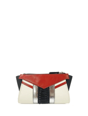 DVK Clutch In Cream & Black Leather