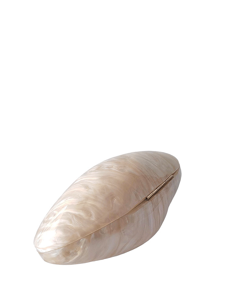 Evening Acrylic Clutch Bag, Pearl Beige