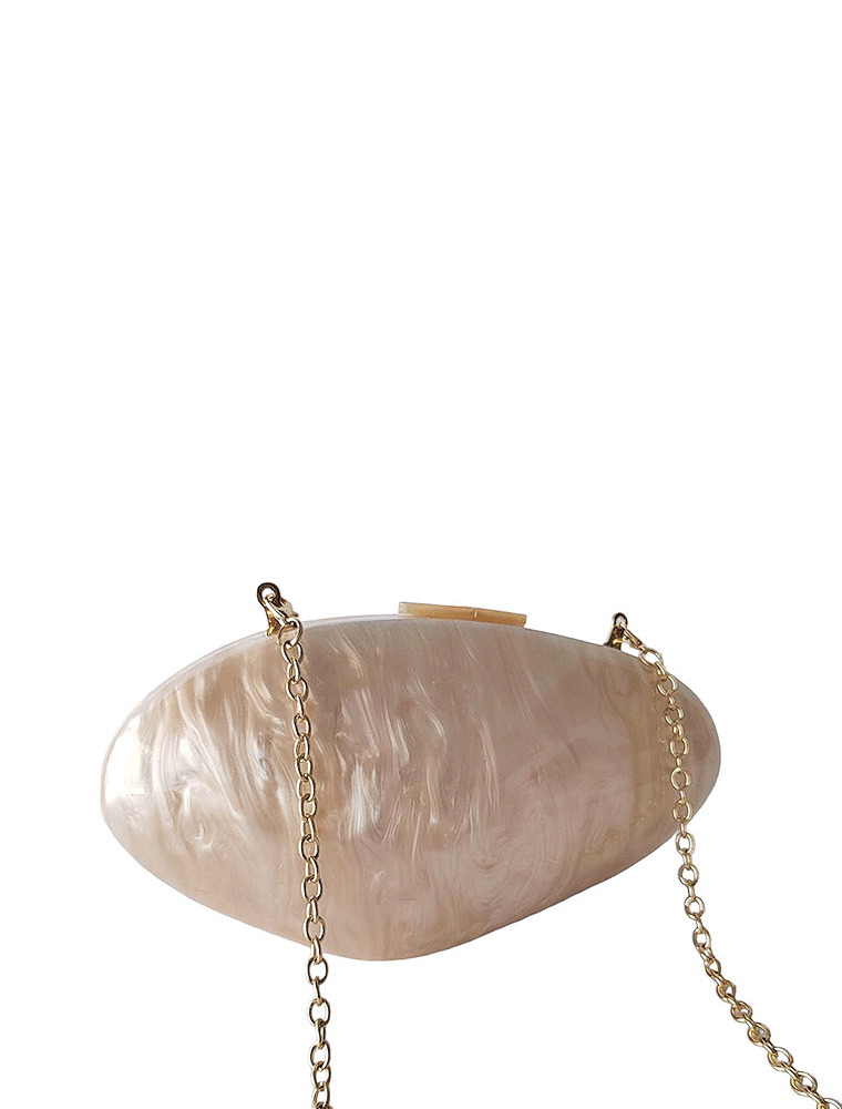 Evening Acrylic Clutch Bag, Pearl White