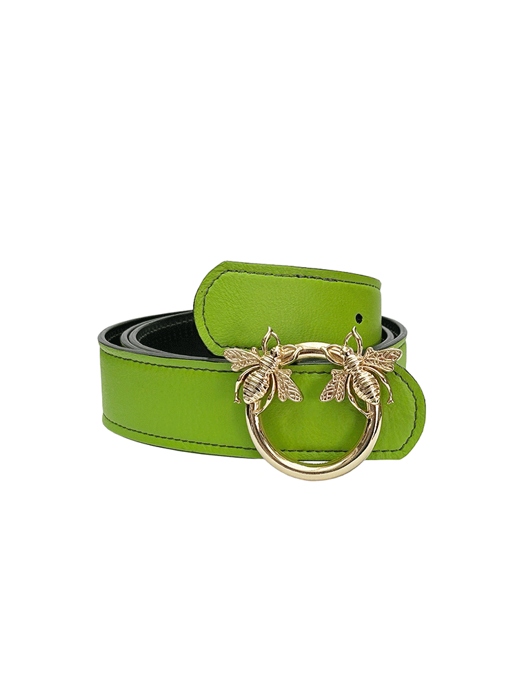 Leather Bee Belt, Green