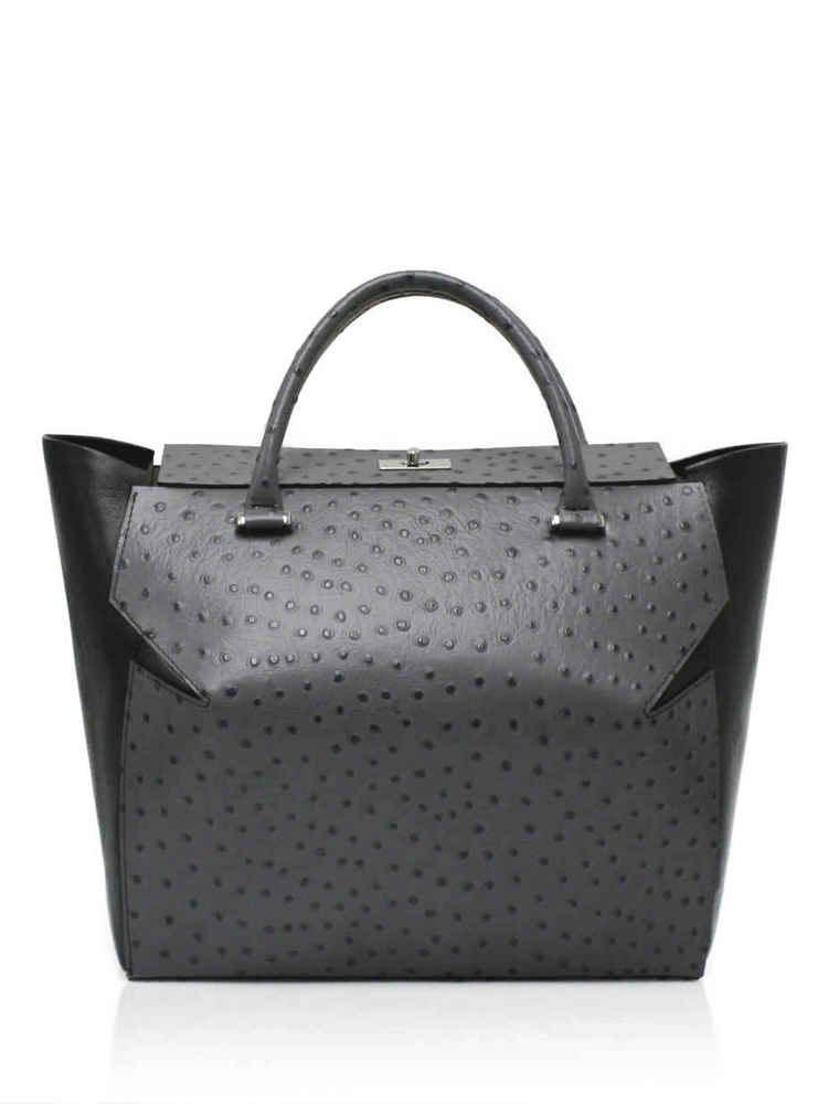 Grey Leather Marquis Tote