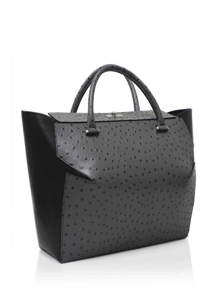 Grey Leather Marquis Tote