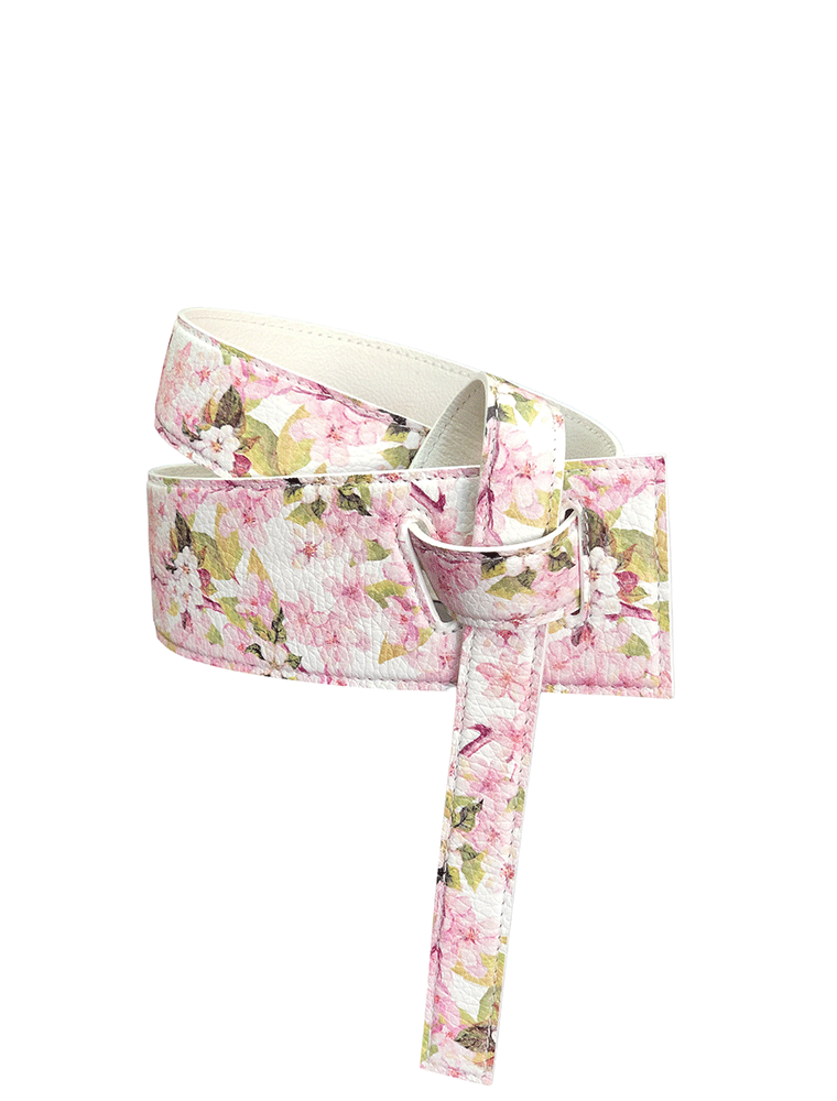 Leather Knotted Belt, Floral Print