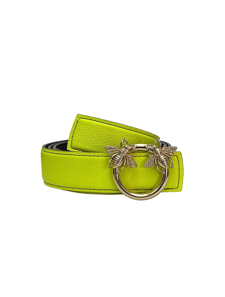 Leather Bee Belt, Neon Green