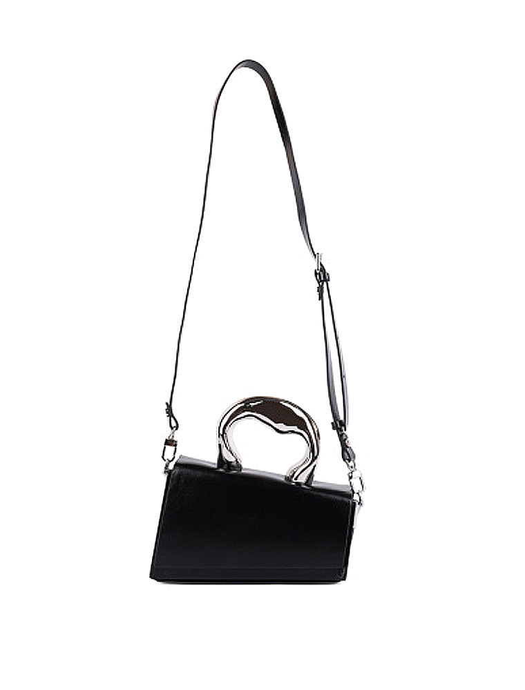 Decorative Metal Handle Architectural Bag, Black