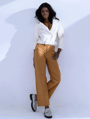 Modern Khaki Straight Cut Trousers, Cognac