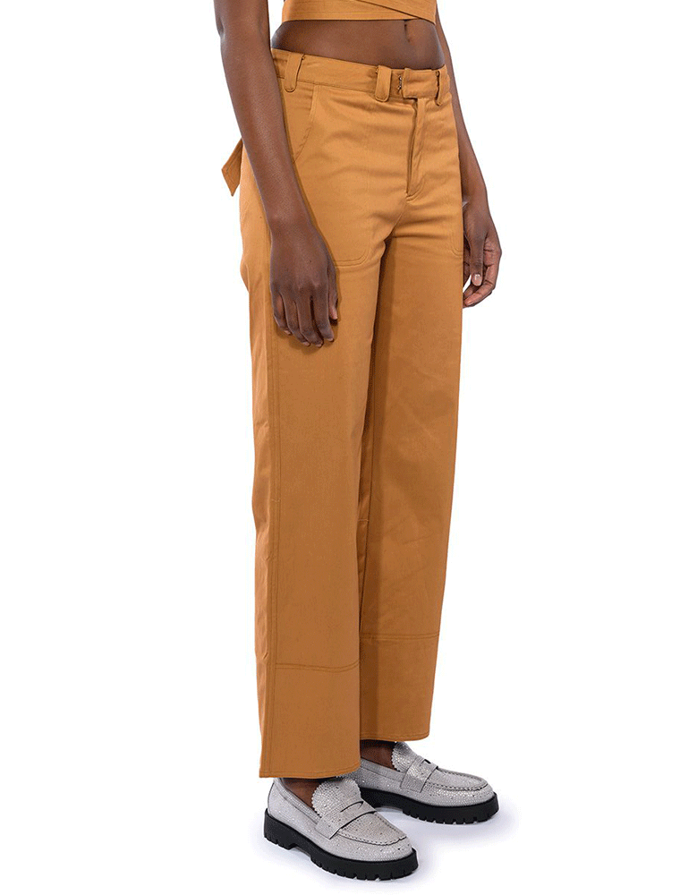 Modern Khaki Straight Cut Trousers, Cognac