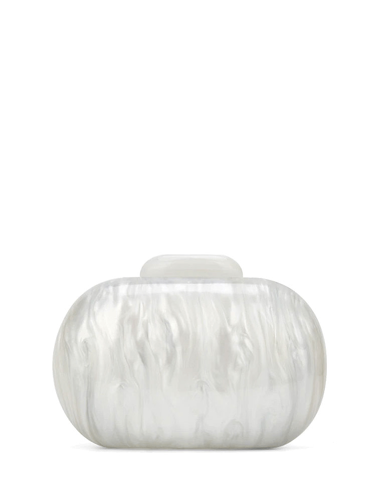 Oval Acrylic Clutch Bag, Pearl White