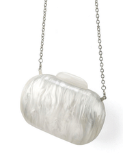 Oval Acrylic Clutch Bag, Pearl White