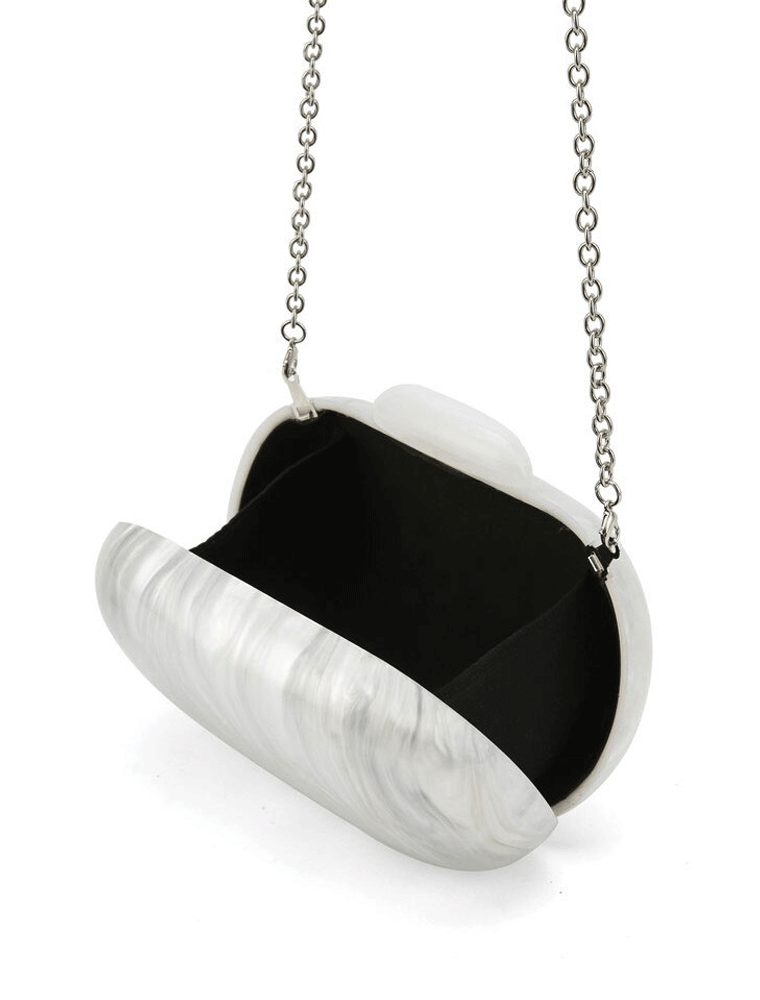 Oval Acrylic Clutch Bag, Pearl White