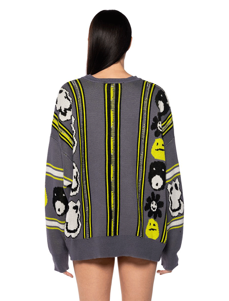 Oversized Smiles Sweater, Multicolor / Grey