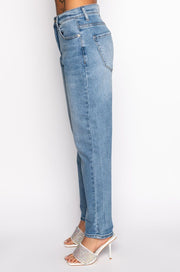 Rhinestone Pocket Medium Wash Denim Jeans