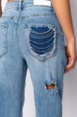 Rhinestone Pocket Medium Wash Denim Jeans