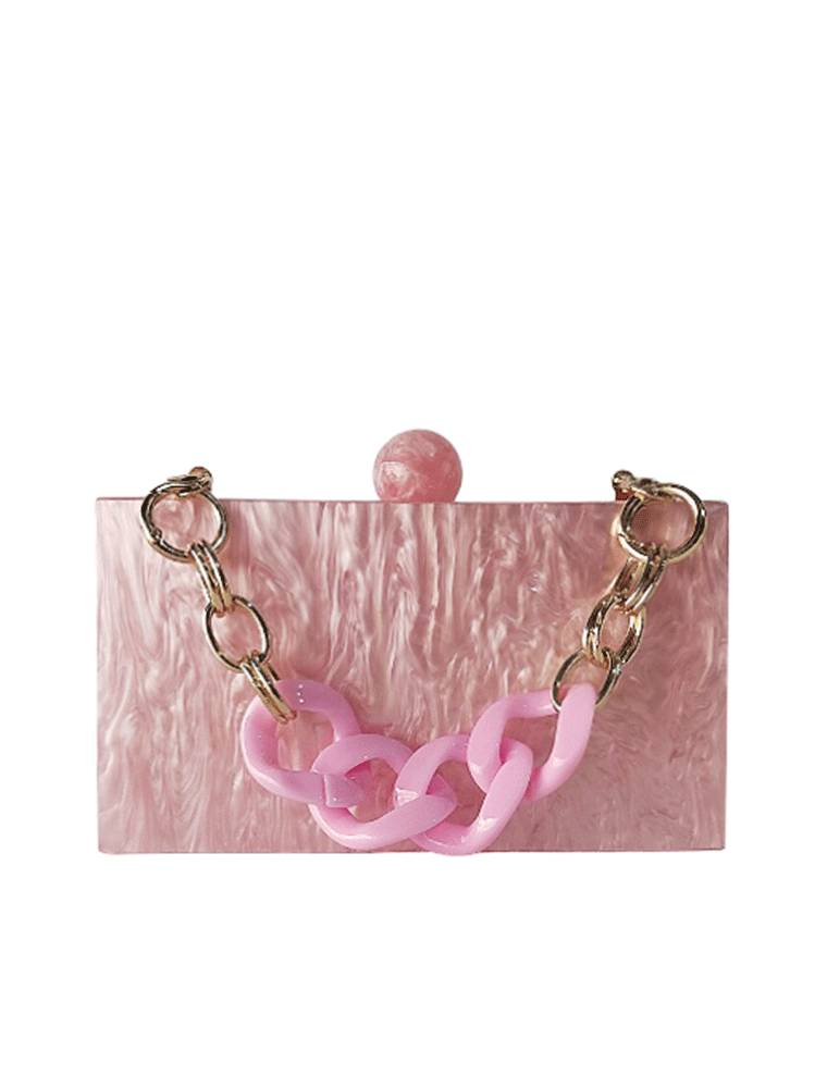 Rectangular Acrylic Clutch Bag, Powder Pink