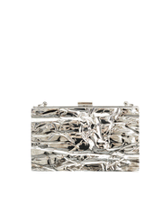 Rectangular Textured Metal Acrylic Bag, Silver