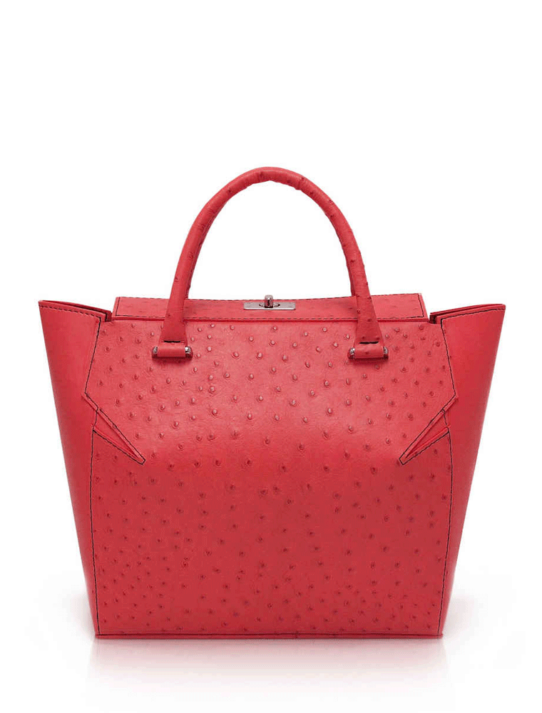 Red Ostrich Marquis Tote