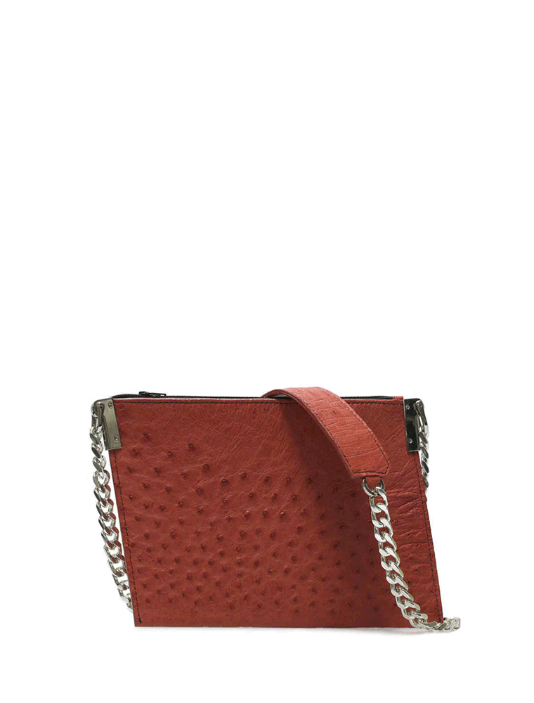 Red Ostrich Emerald Crossbody