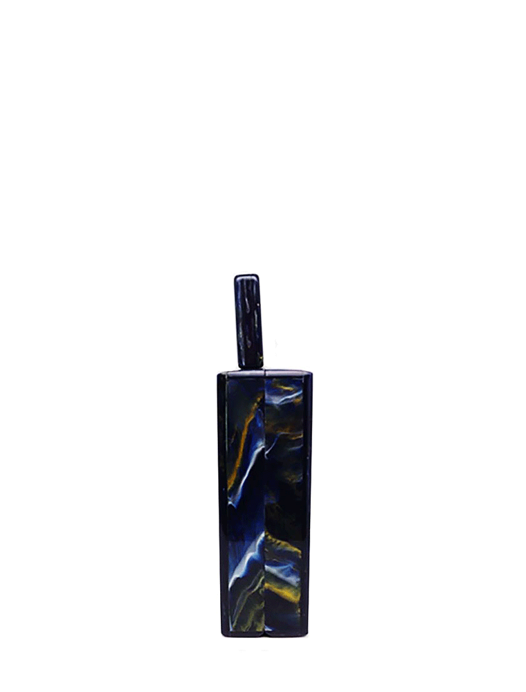 Square Acrylic Clutch with Rectangular Handle, Marbled Blue